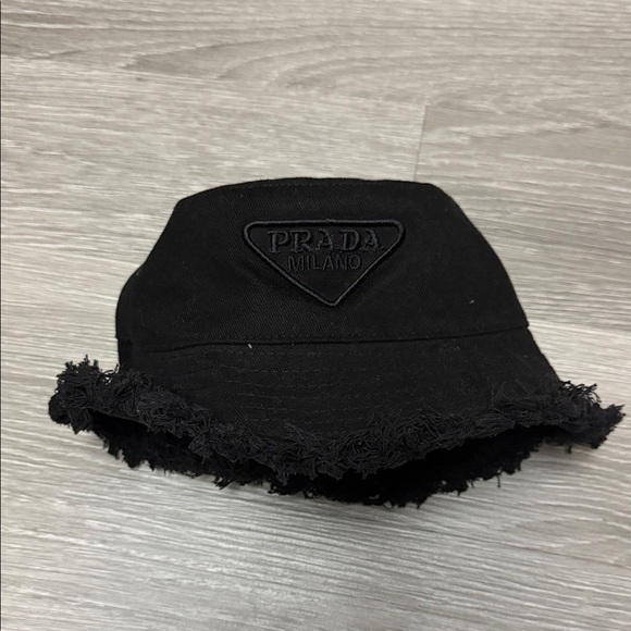 Prada Frayed Black Hat